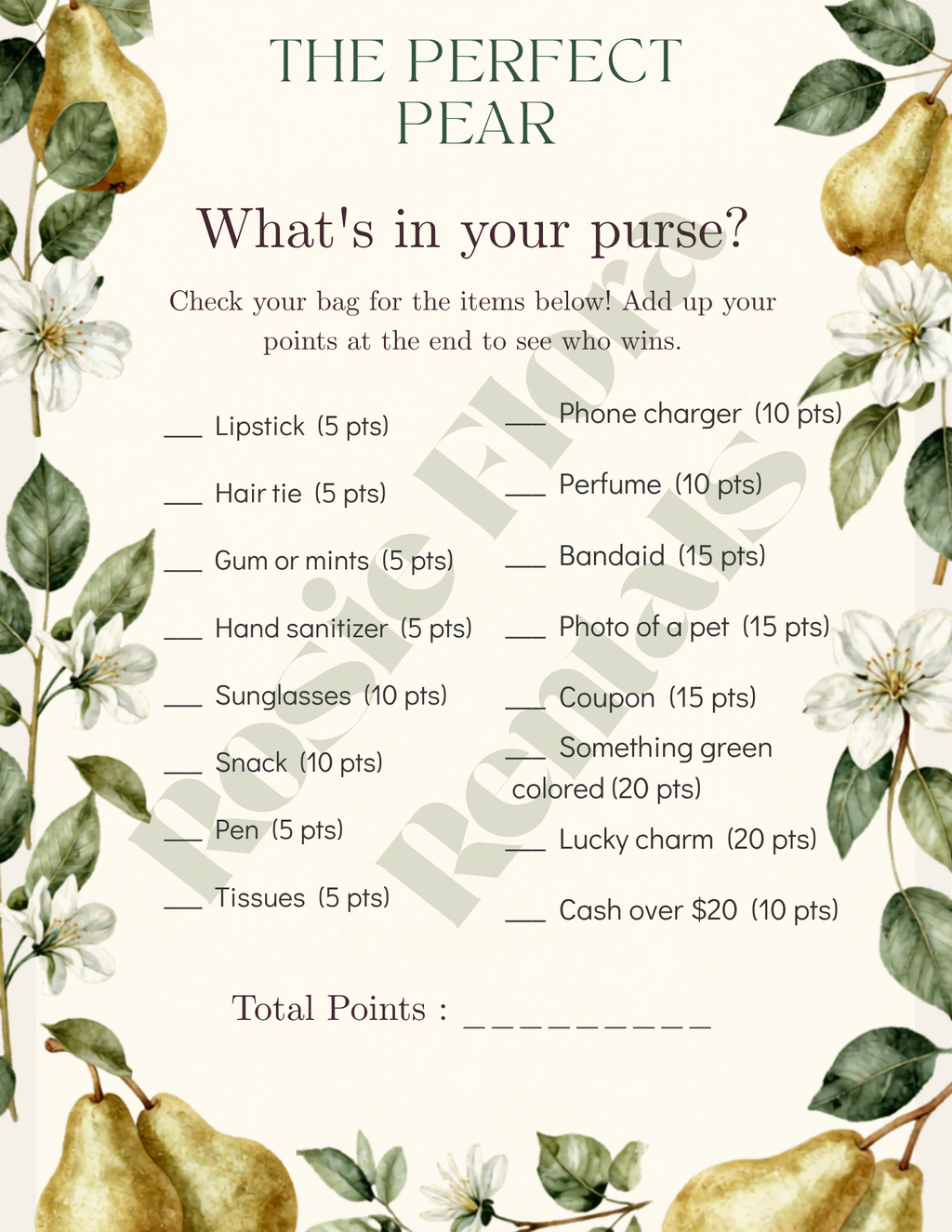 The Perfect Pear Bridal Shower Party Kit | Editable Canva Template Bundle