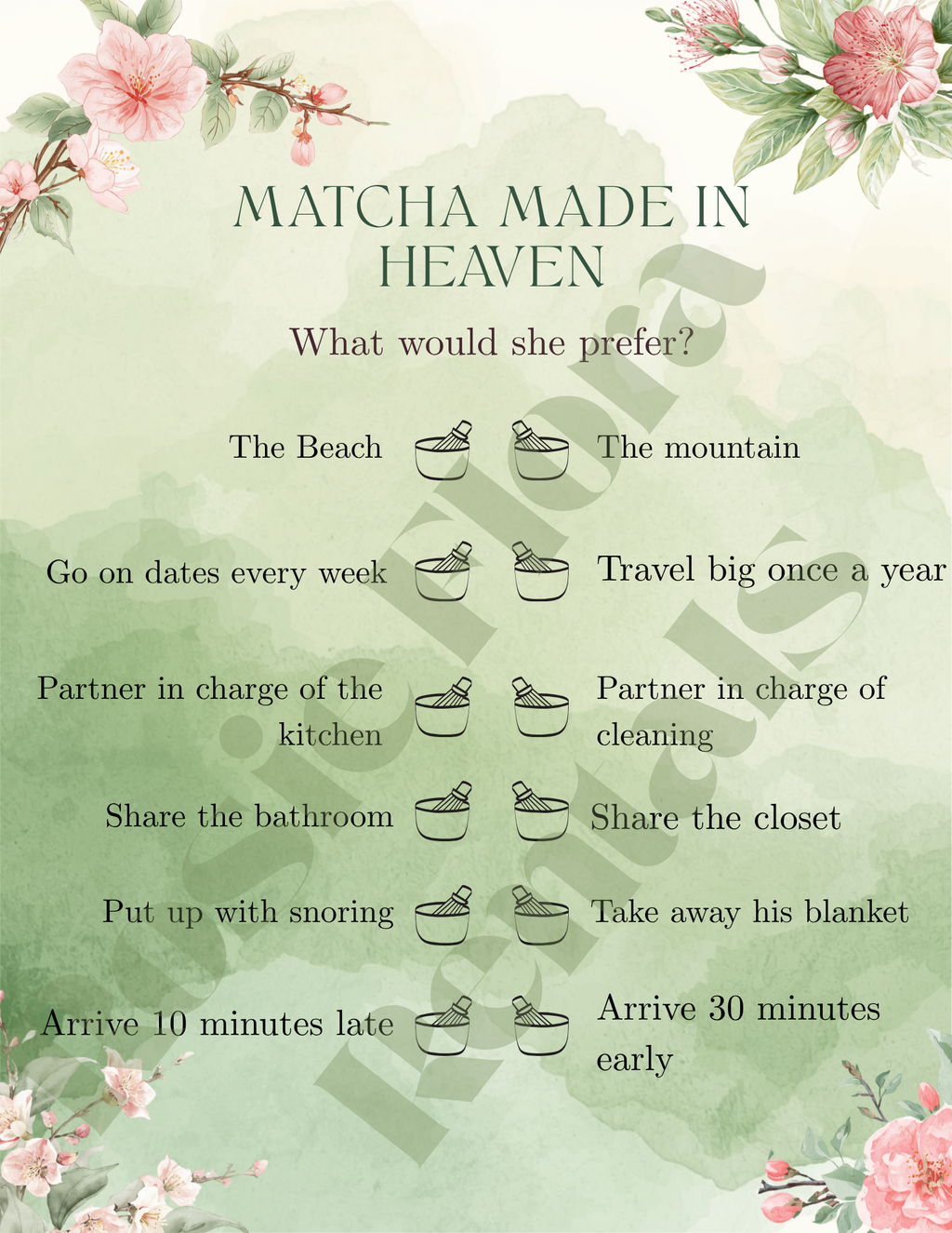Matcha Made in Heaven Bridal Shower Template Bundle | Editable Canva Printable Kit