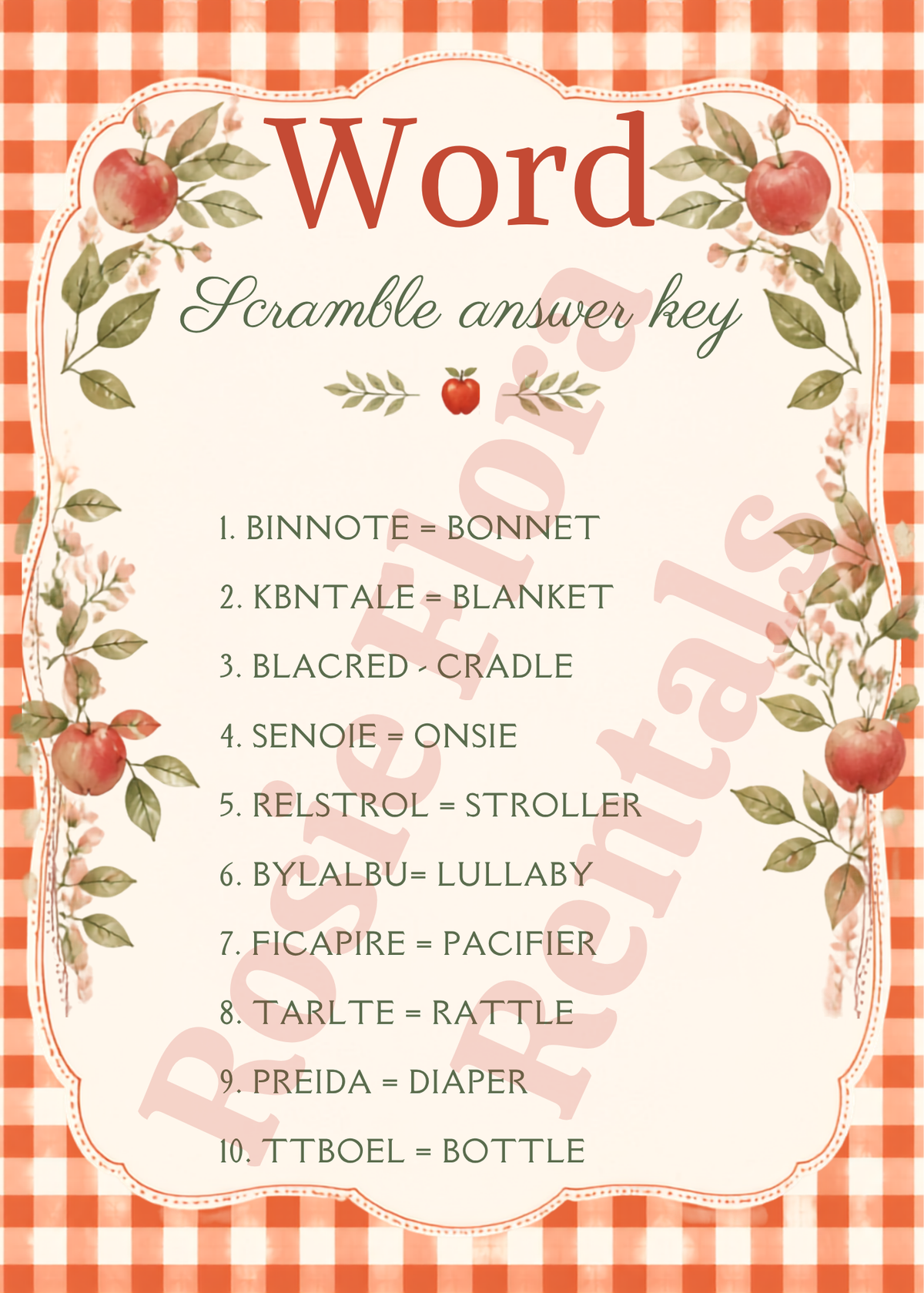 Apple of My Eye Baby Shower Decorations Bundle | Printable Apple Theme Baby Shower Signs & Games
