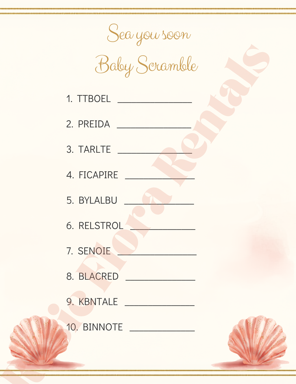 Sea You Soon Baby Shower Template Bundle | Seashell Canva Printable Kit