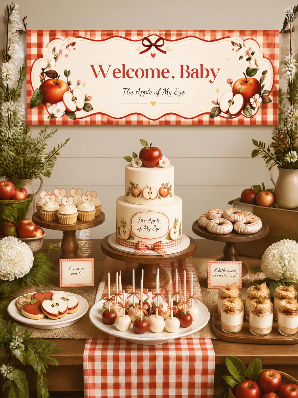 Apple of My Eye Baby Shower Decorations Bundle | Printable Apple Theme Baby Shower Signs & Games