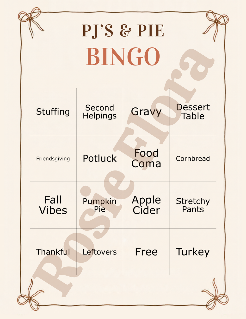 Pj's and Pies Friendsgiving Party Bundle | Pajama Party Invitation, Games & Signs | Editable Canva Template