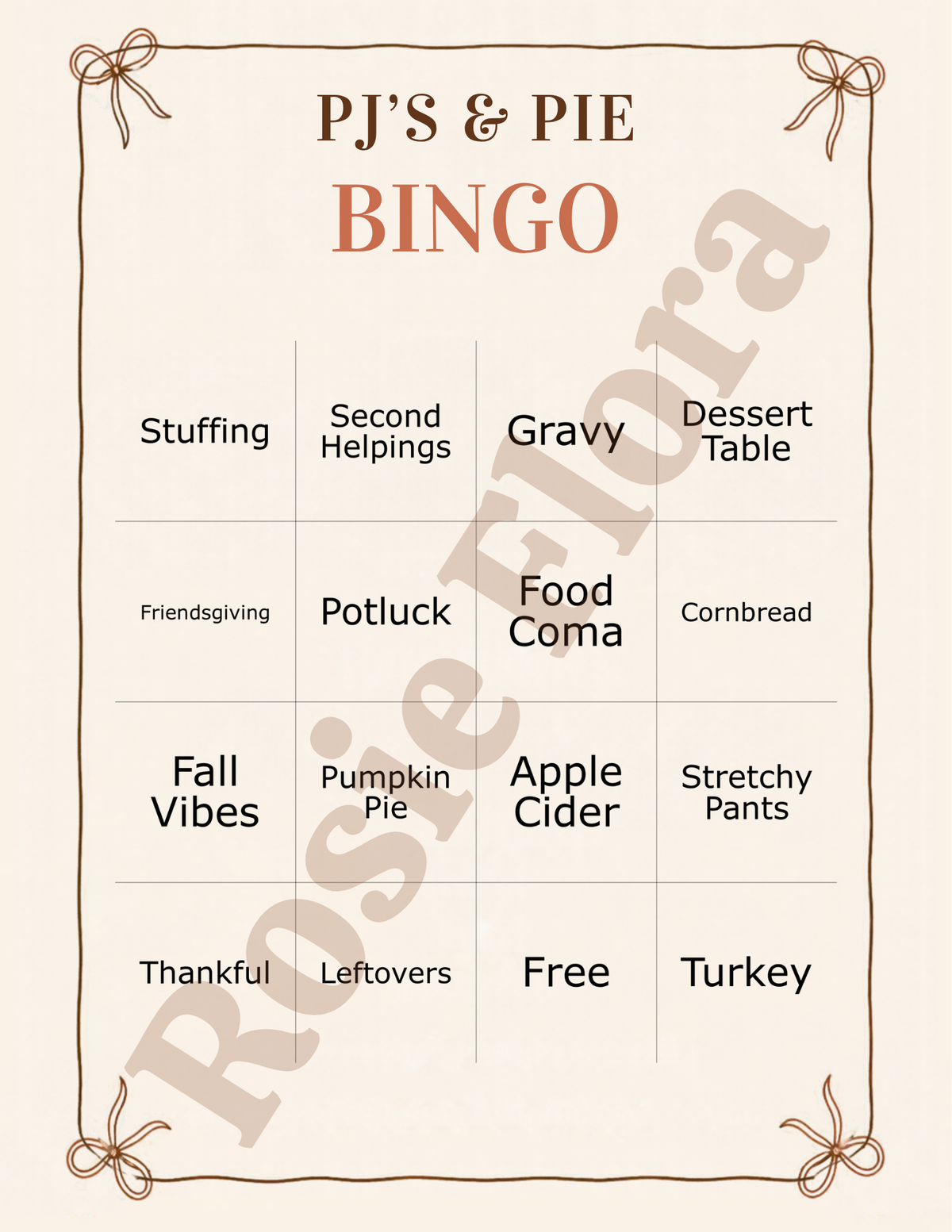 Pj's and Pies Friendsgiving Party Bundle | Pajama Party Invitation, Games & Signs | Editable Canva Template