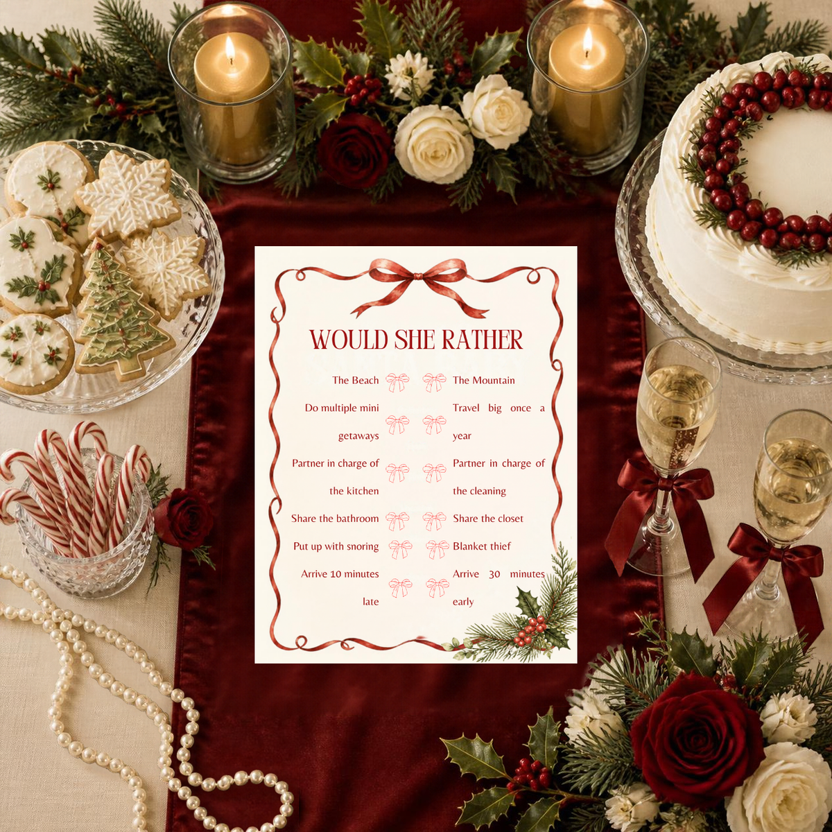Christmas Bridal Shower Games & Decorations Bundle | 68-Page Printable Party Pack