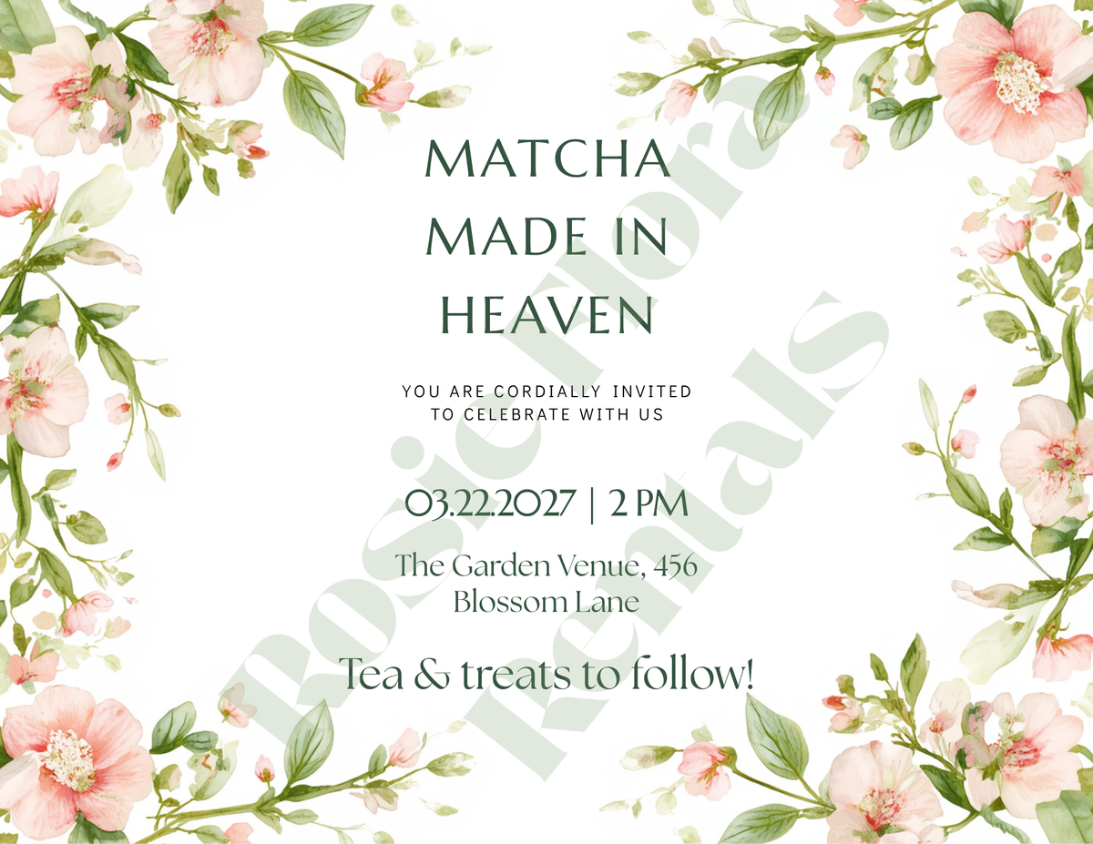 Matcha Made in Heaven Bridal Shower Template Bundle | Editable Canva Printable Kit