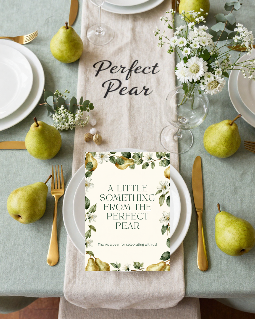 The Perfect Pear Bridal Shower Party Kit | Editable Canva Template Bundle