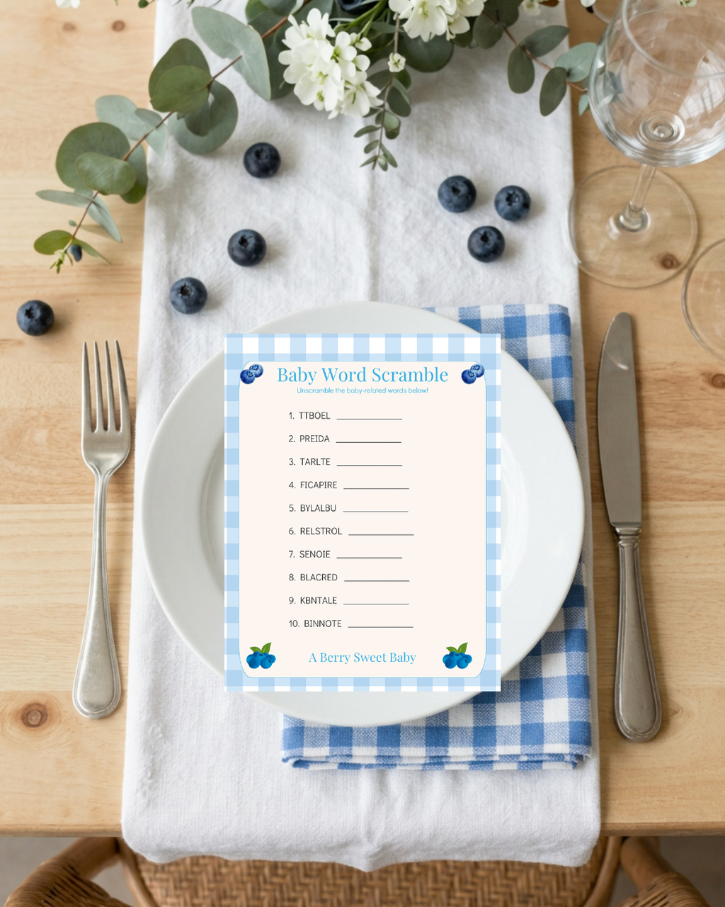 Berry Sweet Baby Shower Template Bundle | Blueberry Canva Printable Kit