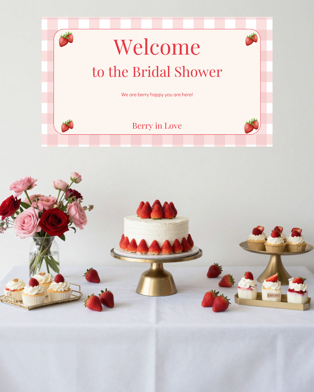Berry In Love Bridal Shower Template Bundle | Editable Canva Printable Kit