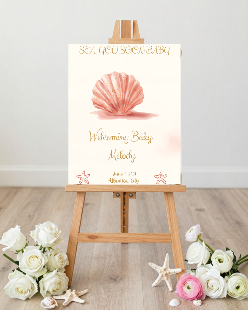 Sea You Soon Baby Shower Template Bundle | Seashell Canva Printable Kit