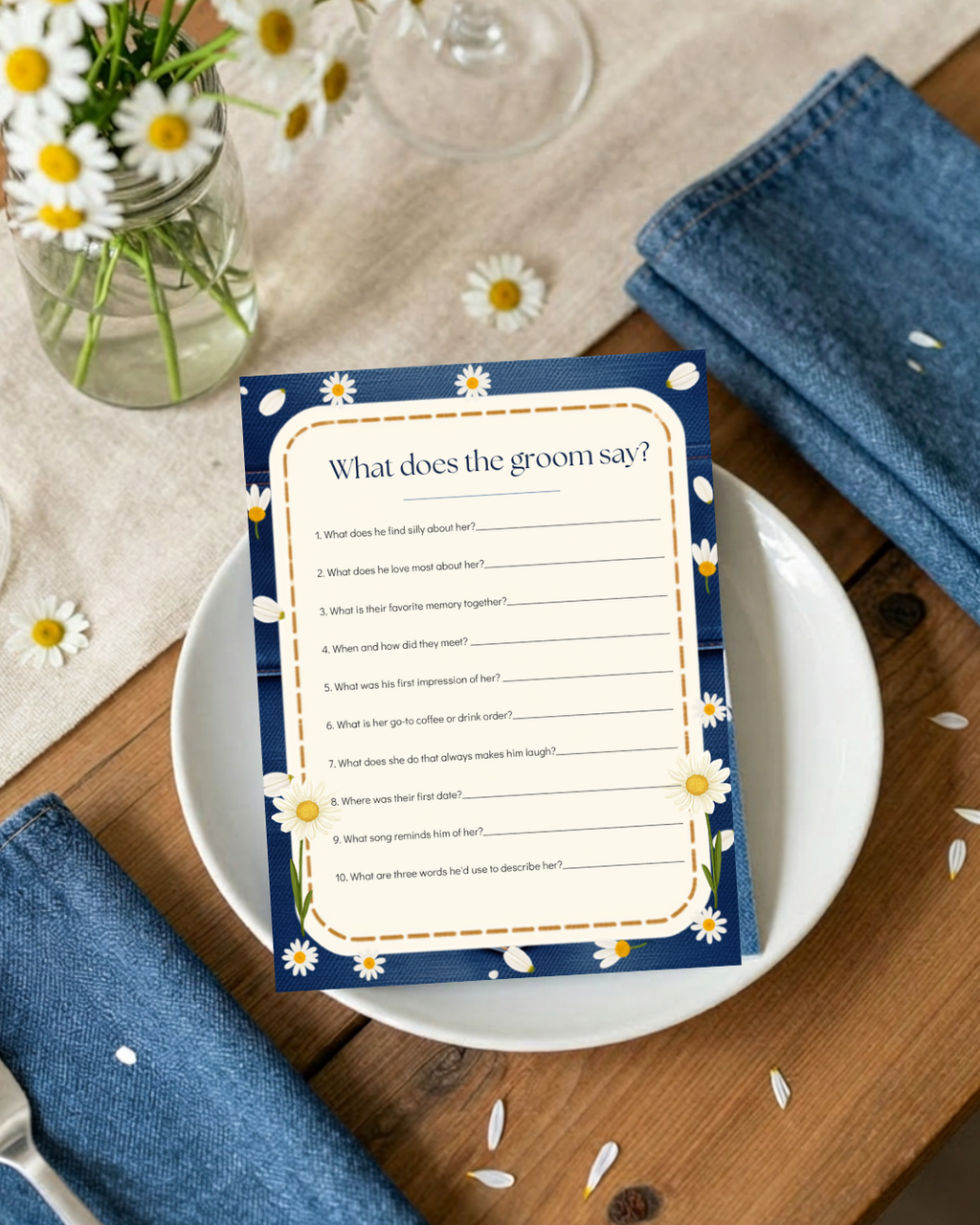 Denim & Daisy Bridal Shower Template Bundle | Editable Canva Printable Kit