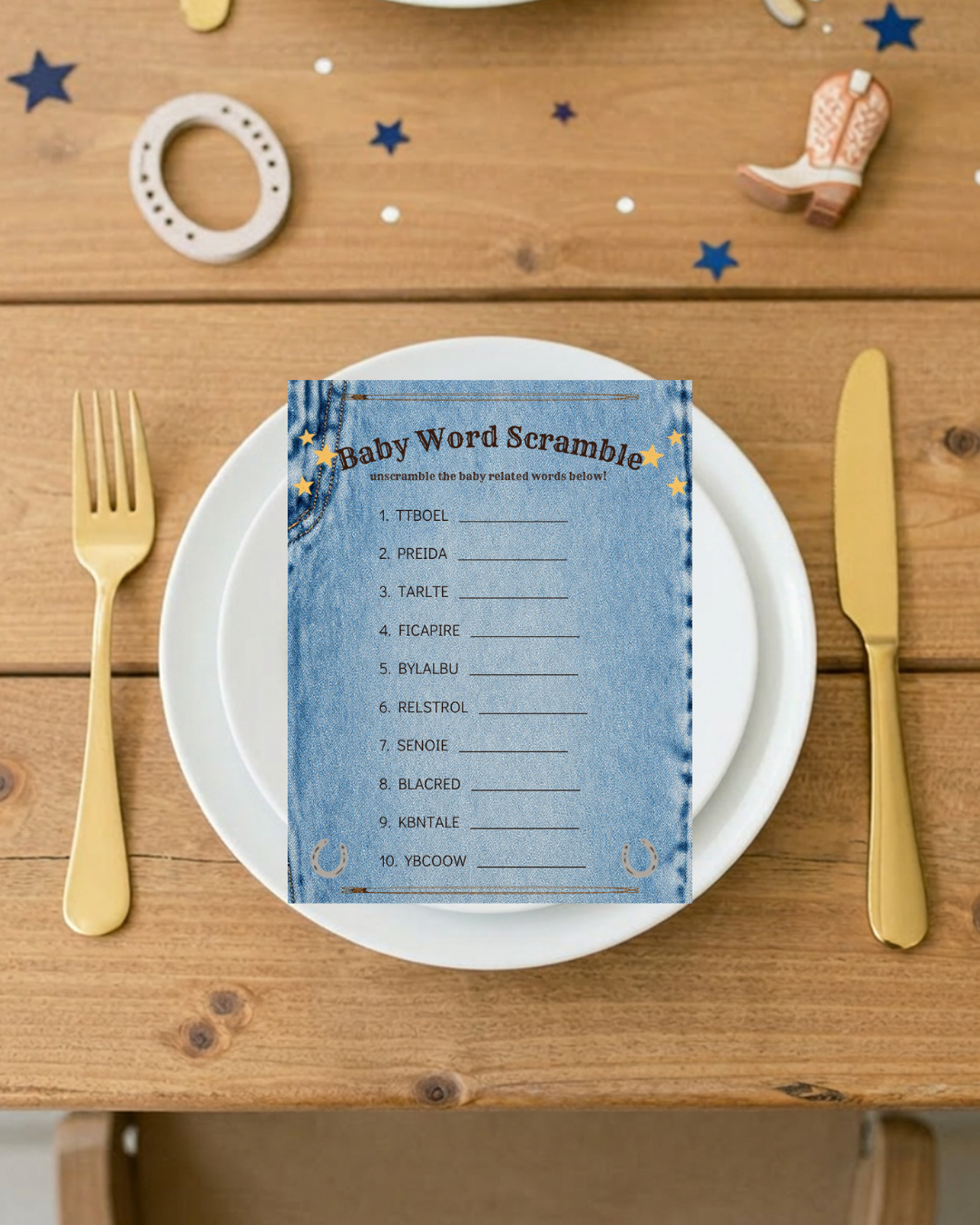 Un Vaquero — Plantilla Editable para Baby Shower de Vaquero (Descarga Digital)