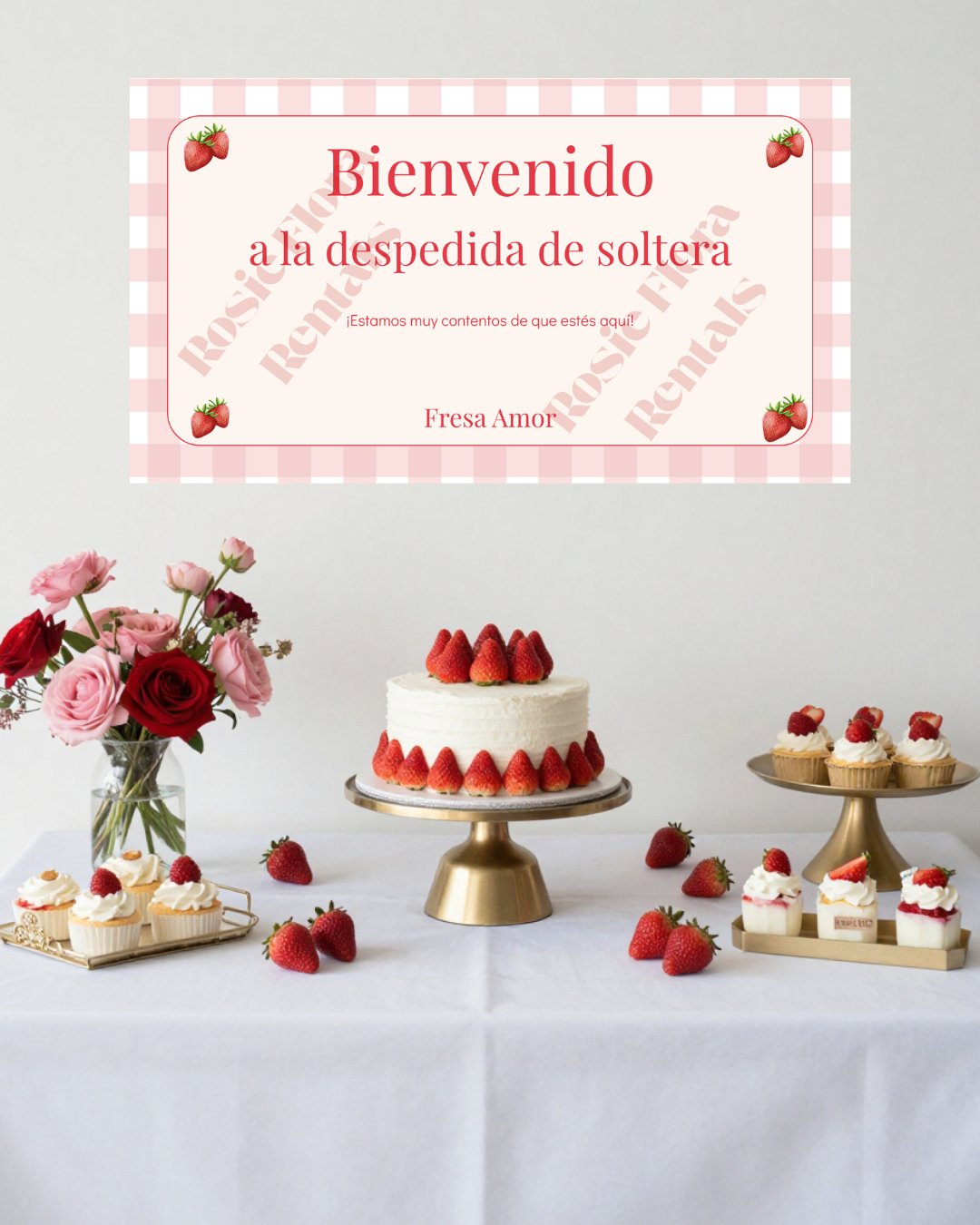 Fresh Amor Bridal Shower Template Bundle | Strawberry Canva Printable Kit