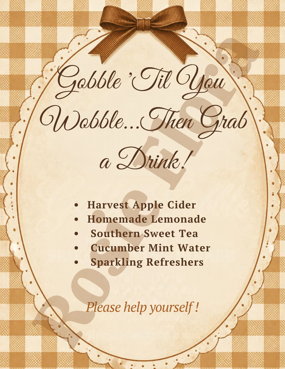 Friendsgiving Invitation & Menu Set | Editable Canva Template | Gobble Gobble Gingham Printable