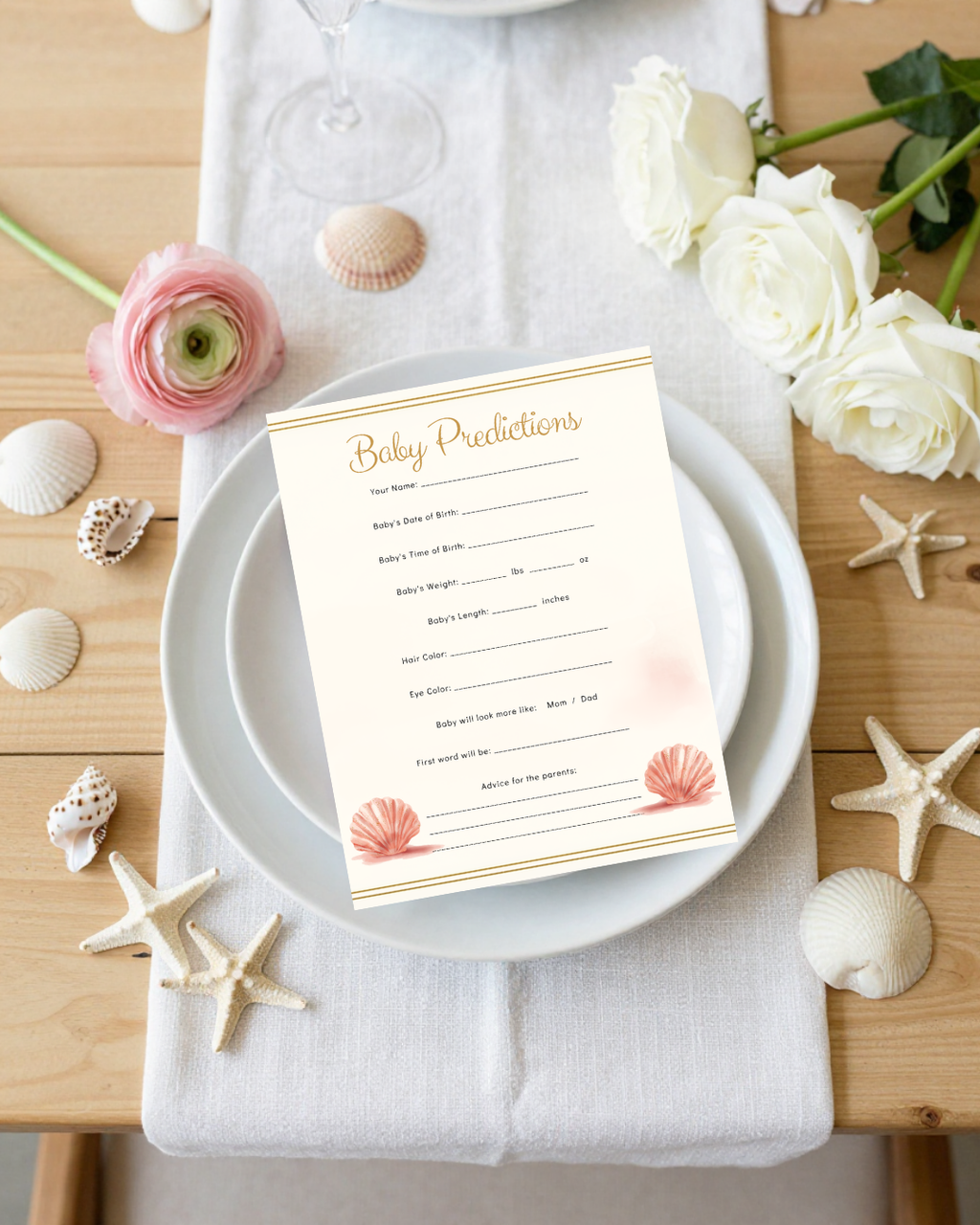 Sea You Soon Baby Shower Template Bundle | Seashell Canva Printable Kit