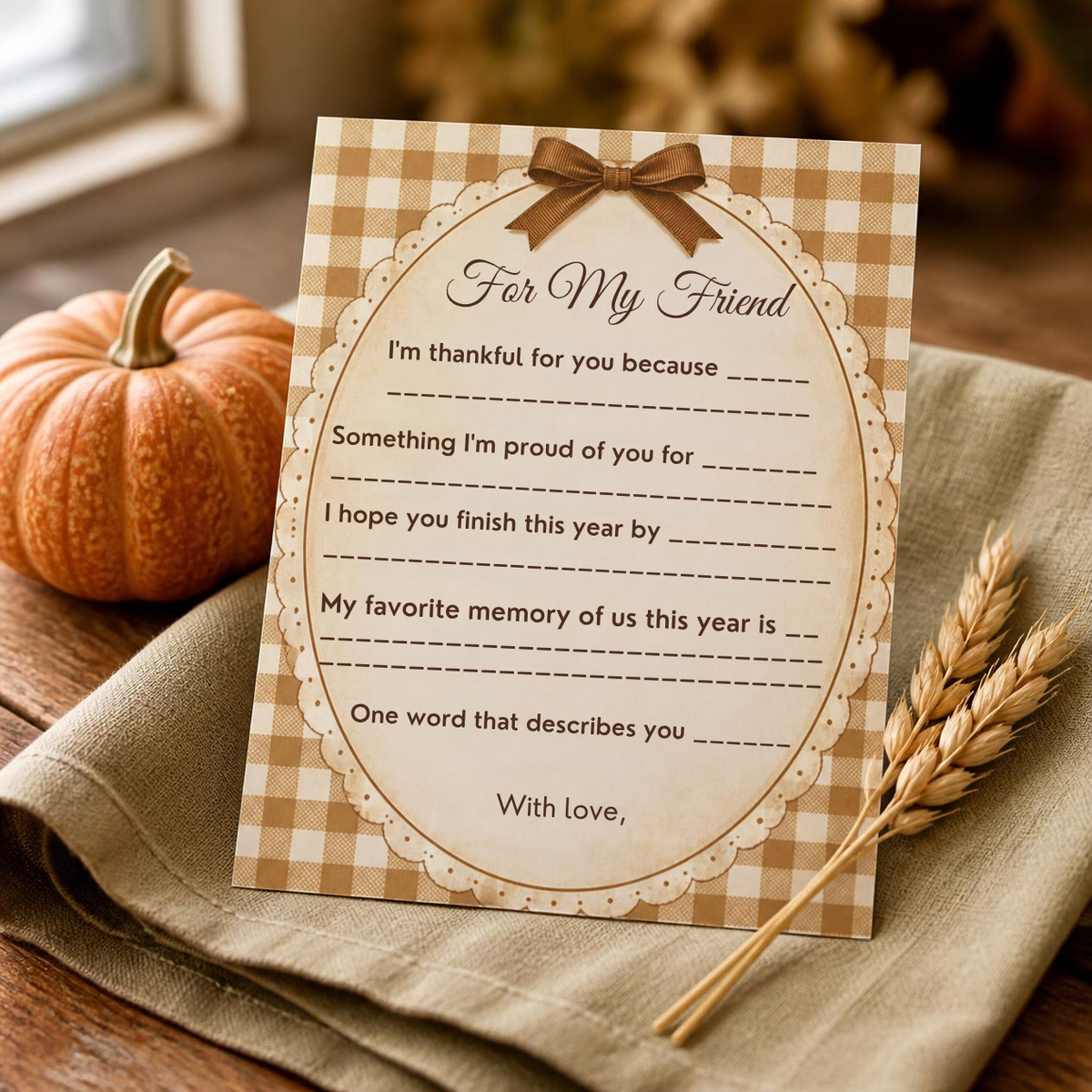 Friendsgiving Invitation & Menu Set | Editable Canva Template | Gobble Gobble Gingham Printable