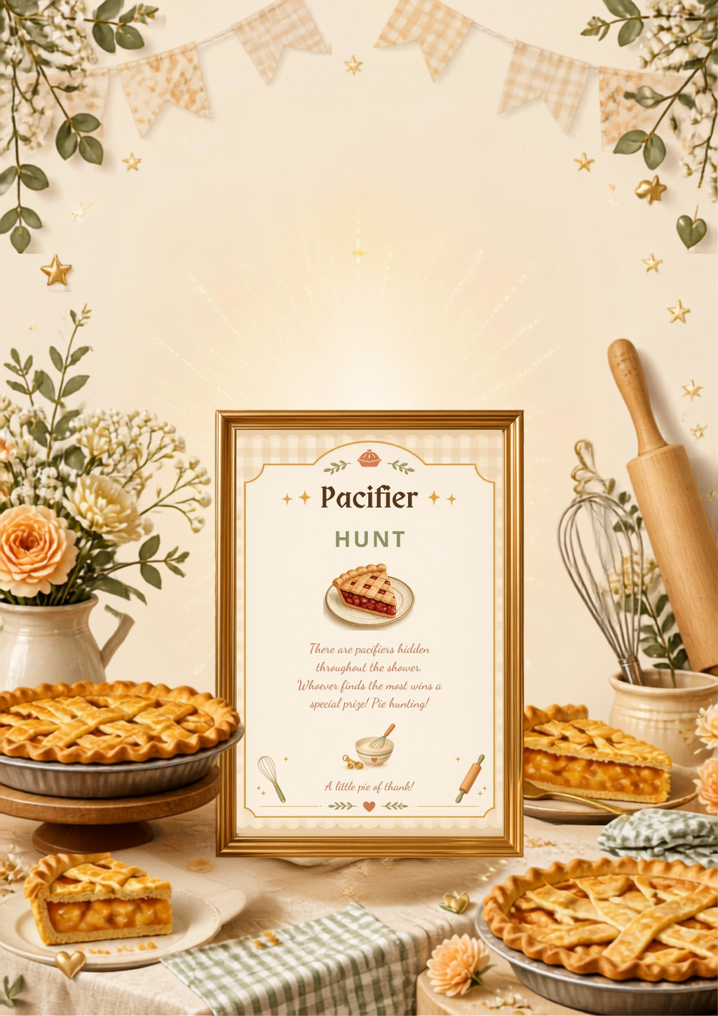 A Cutie Pie Is On The Way Baby Shower Template Bundle | Pie-Themed Canva Printable Kit