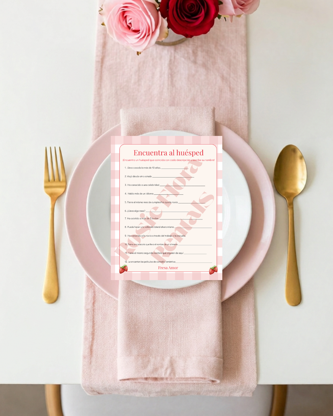 Fresh Amor Bridal Shower Template Bundle | Strawberry Canva Printable Kit