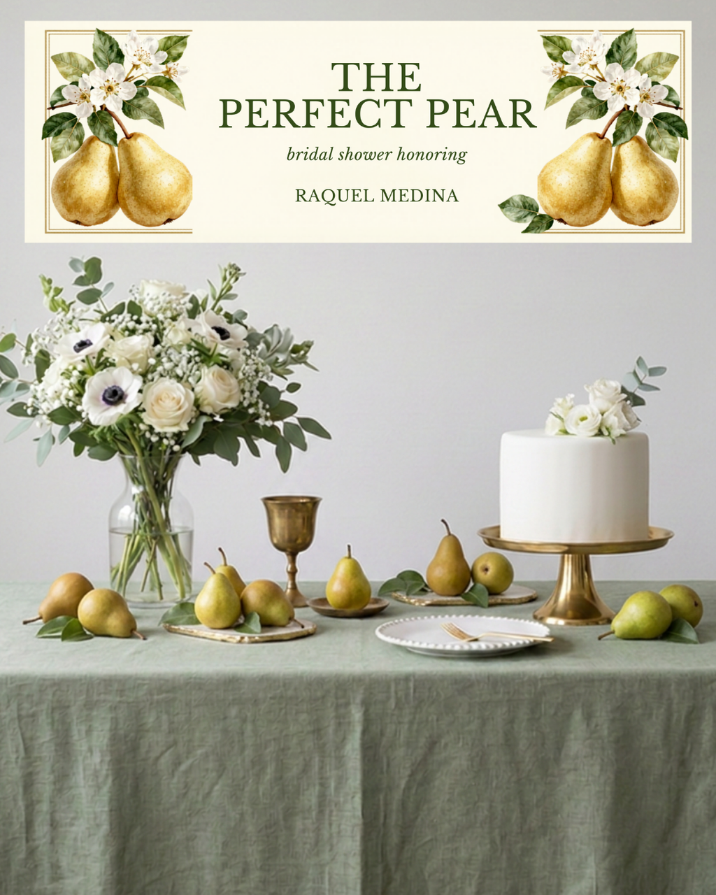 The Perfect Pear Bridal Shower Party Kit | Editable Canva Template Bundle