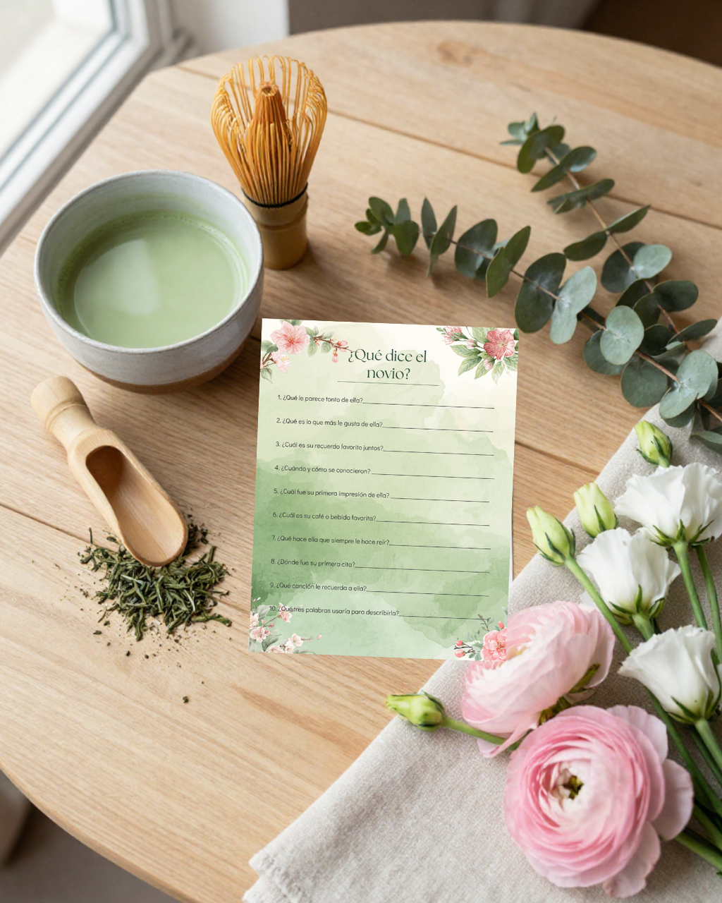 Matcha Hecho en el Cielo – Plantilla Despedida de Soltera en Español | Kit Imprimible Canva