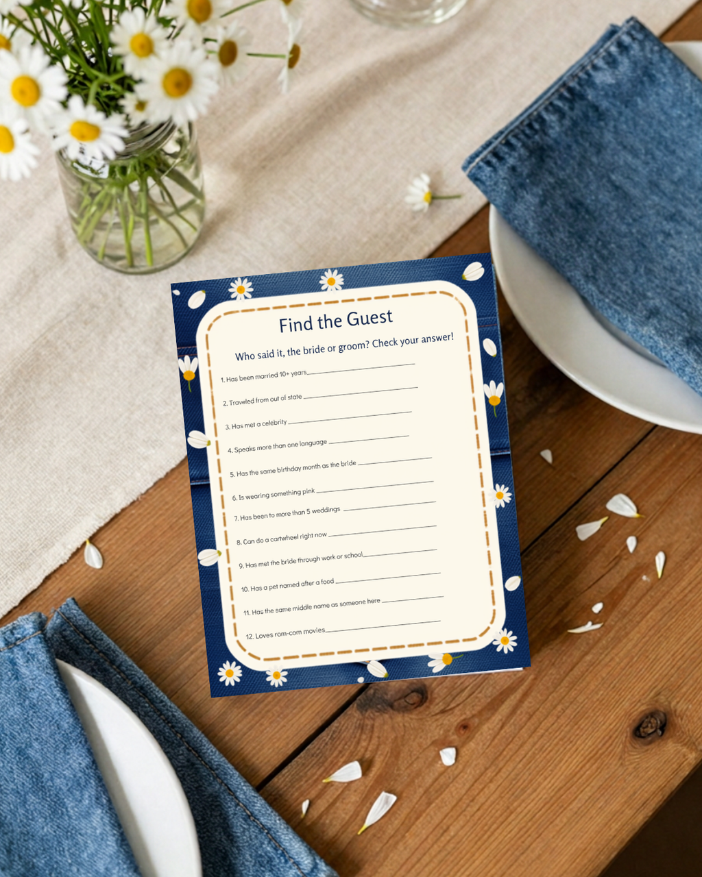 Denim & Daisy Bridal Shower Template Bundle | Editable Canva Printable Kit