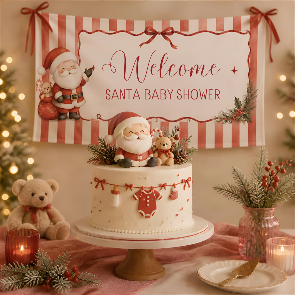 Santa Baby Baby Shower Bundle Printable | Christmas Baby Shower Games, Signs & Planner | Editable Holiday Baby Shower Template