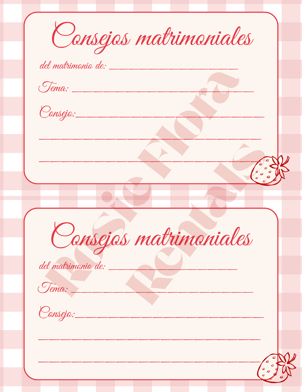 Fresh Amor Bridal Shower Template Bundle | Strawberry Canva Printable Kit