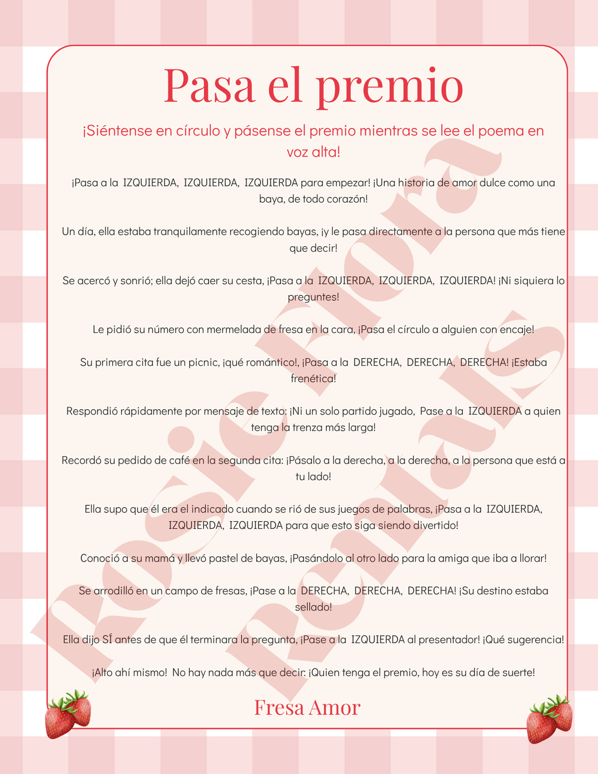 Fresh Amor Bridal Shower Template Bundle | Strawberry Canva Printable Kit