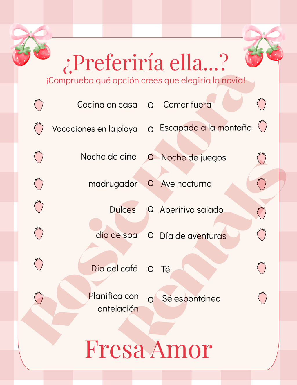 Fresh Amor Bridal Shower Template Bundle | Strawberry Canva Printable Kit