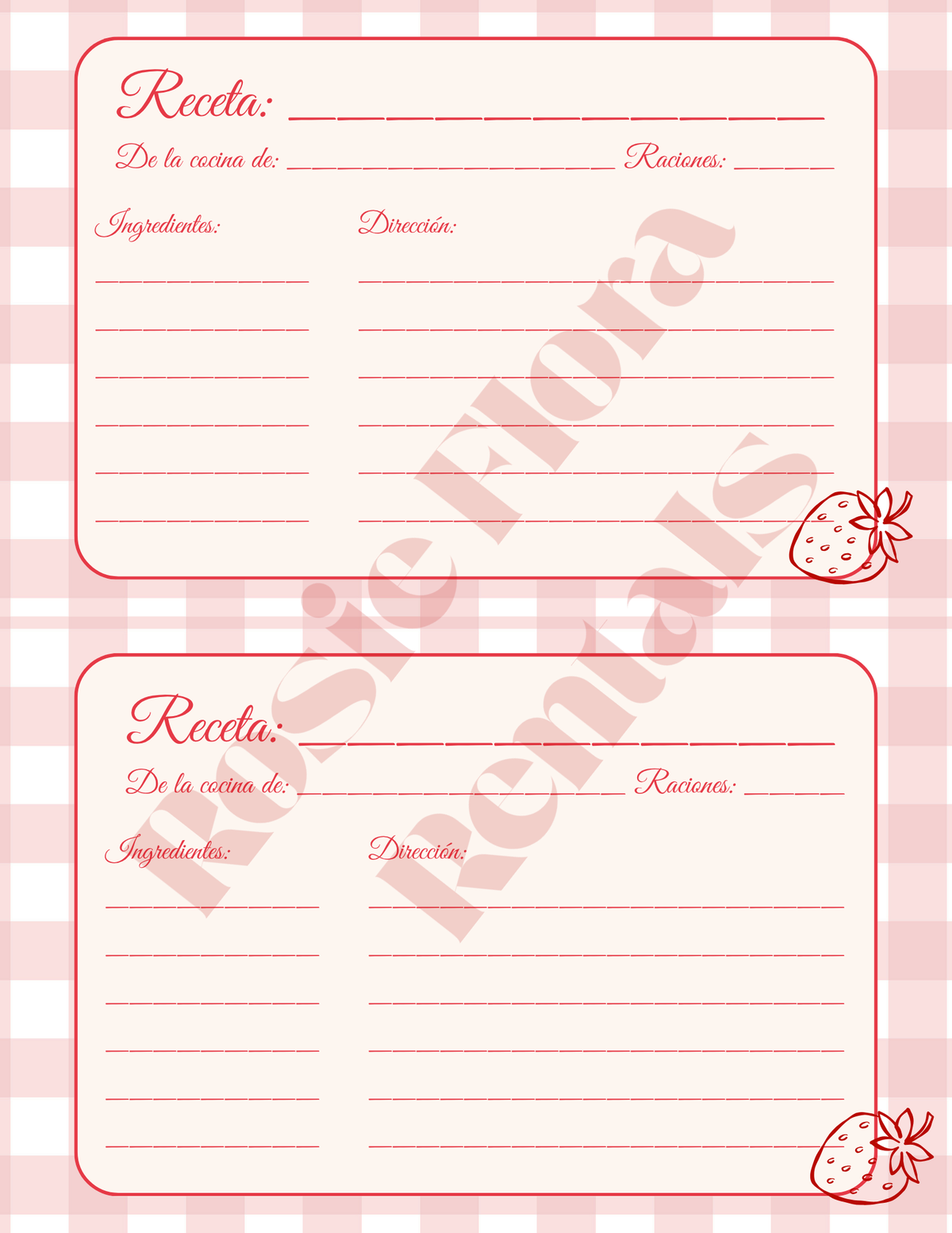 Fresh Amor Bridal Shower Template Bundle | Strawberry Canva Printable Kit