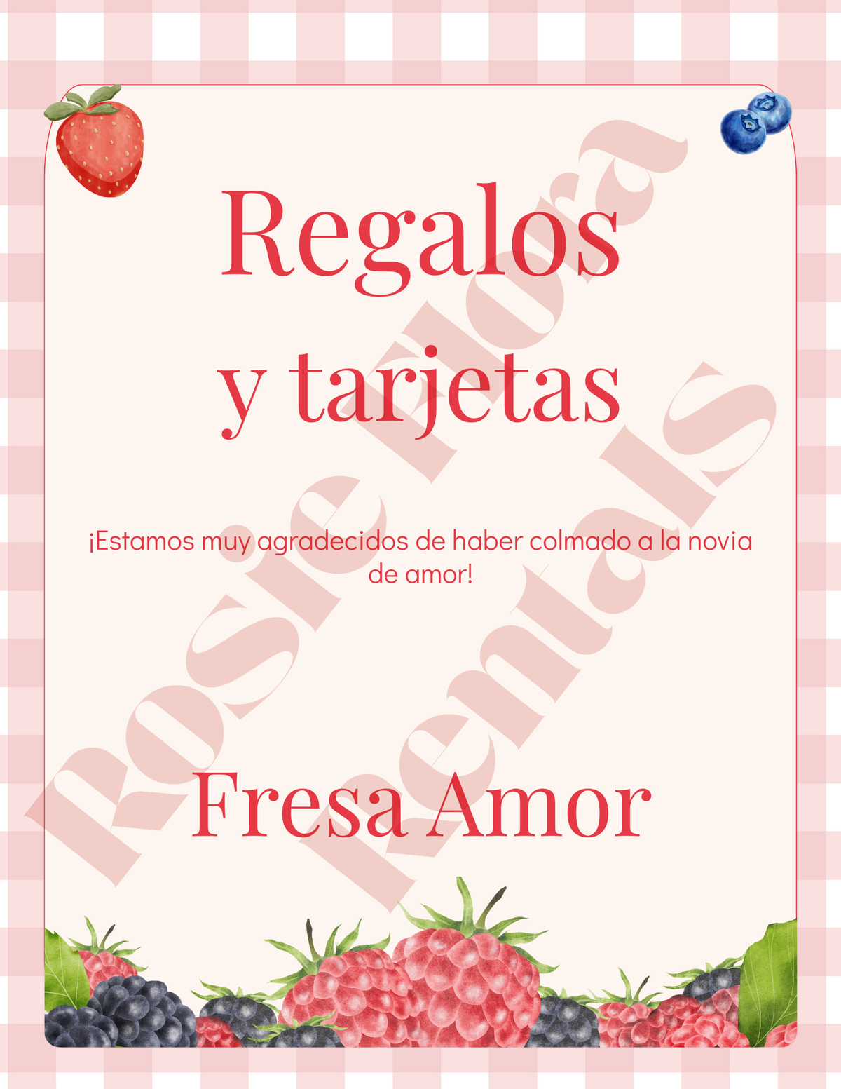 Fresh Amor Bridal Shower Template Bundle | Strawberry Canva Printable Kit